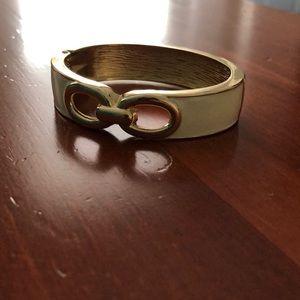 Gold and cream bangle bracelet